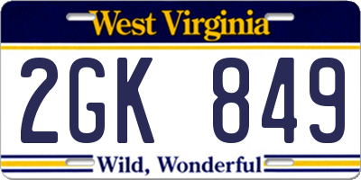 WV license plate 2GK849