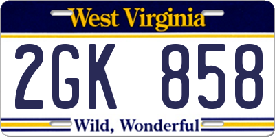 WV license plate 2GK858