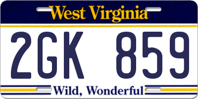 WV license plate 2GK859