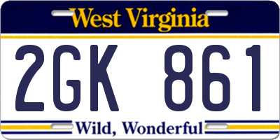 WV license plate 2GK861