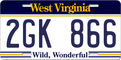 WV license plate 2GK866
