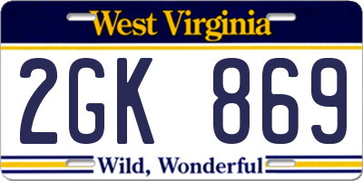 WV license plate 2GK869