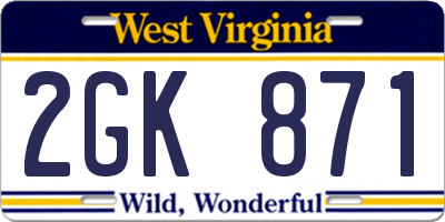 WV license plate 2GK871