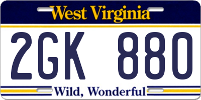WV license plate 2GK880