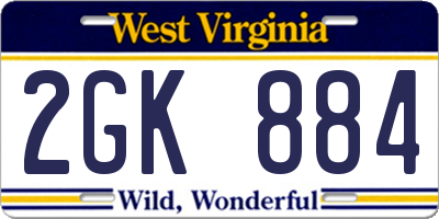 WV license plate 2GK884