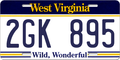 WV license plate 2GK895