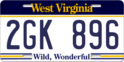 WV license plate 2GK896