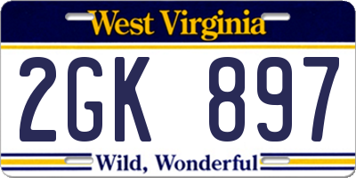 WV license plate 2GK897