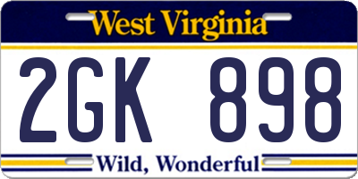 WV license plate 2GK898