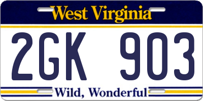 WV license plate 2GK903