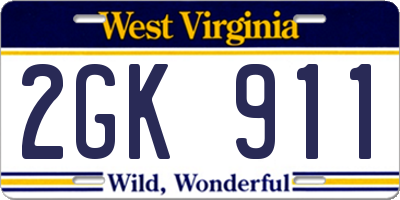 WV license plate 2GK911
