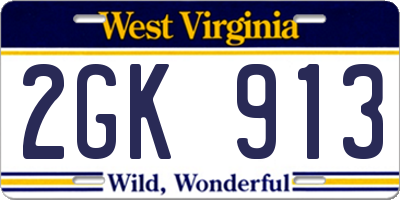 WV license plate 2GK913