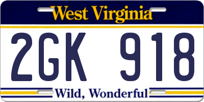 WV license plate 2GK918