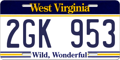 WV license plate 2GK953