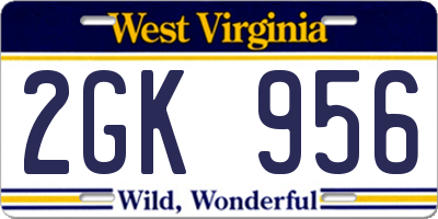 WV license plate 2GK956