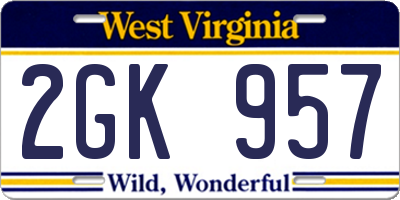 WV license plate 2GK957