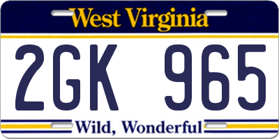 WV license plate 2GK965