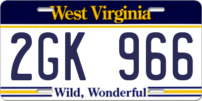 WV license plate 2GK966