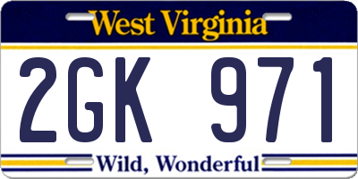 WV license plate 2GK971