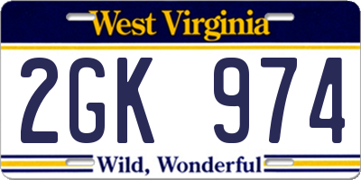 WV license plate 2GK974