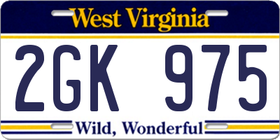 WV license plate 2GK975