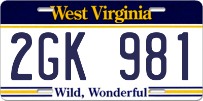 WV license plate 2GK981
