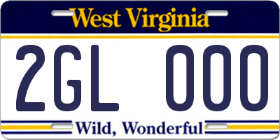 WV license plate 2GL000