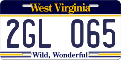 WV license plate 2GL065