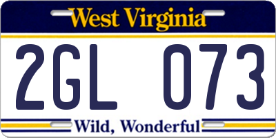 WV license plate 2GL073