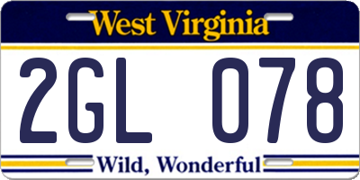 WV license plate 2GL078