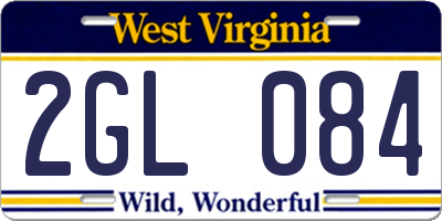 WV license plate 2GL084