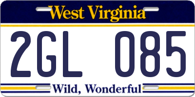 WV license plate 2GL085