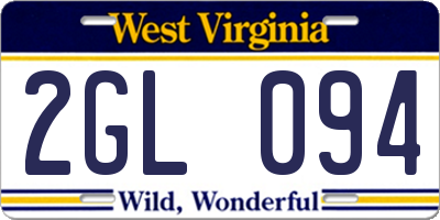 WV license plate 2GL094