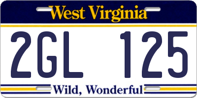 WV license plate 2GL125