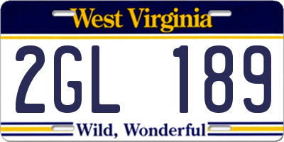 WV license plate 2GL189