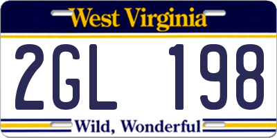 WV license plate 2GL198