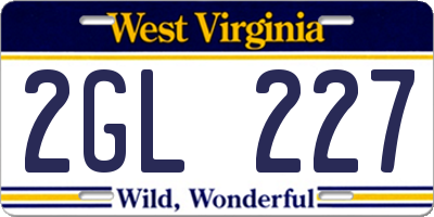 WV license plate 2GL227