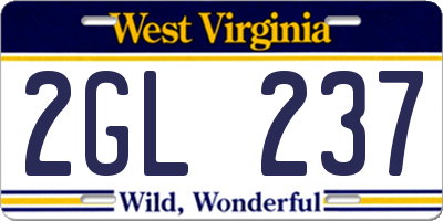 WV license plate 2GL237