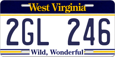 WV license plate 2GL246