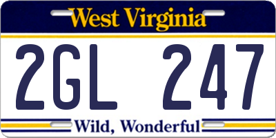 WV license plate 2GL247