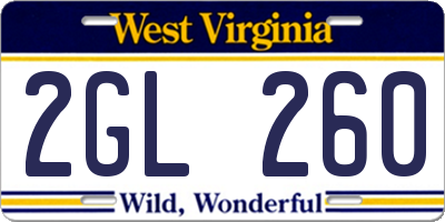 WV license plate 2GL260