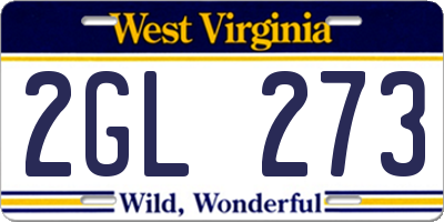 WV license plate 2GL273