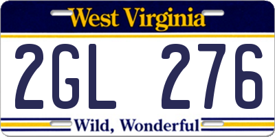 WV license plate 2GL276