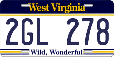 WV license plate 2GL278