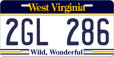 WV license plate 2GL286