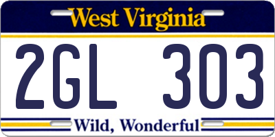 WV license plate 2GL303