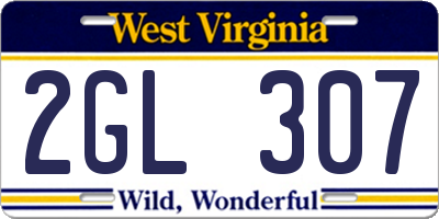 WV license plate 2GL307