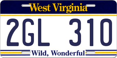 WV license plate 2GL310