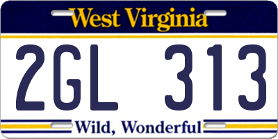 WV license plate 2GL313