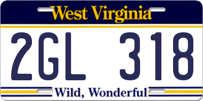 WV license plate 2GL318